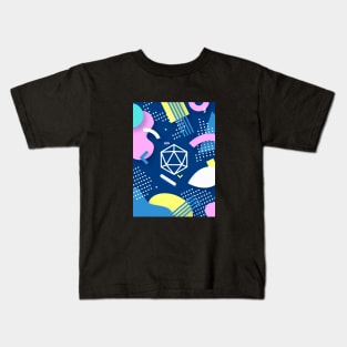 Retro Memphis Indigo Polyhedral 20 Sided Dice Tabletop RPG Kids T-Shirt